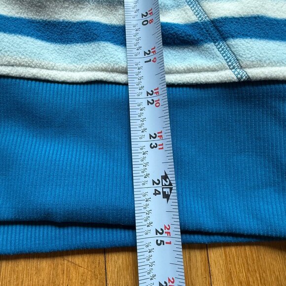 The North Face Size Medium Blue & White Striped Fleece Hooded Full Zip Jacket - Picture 9 of 15